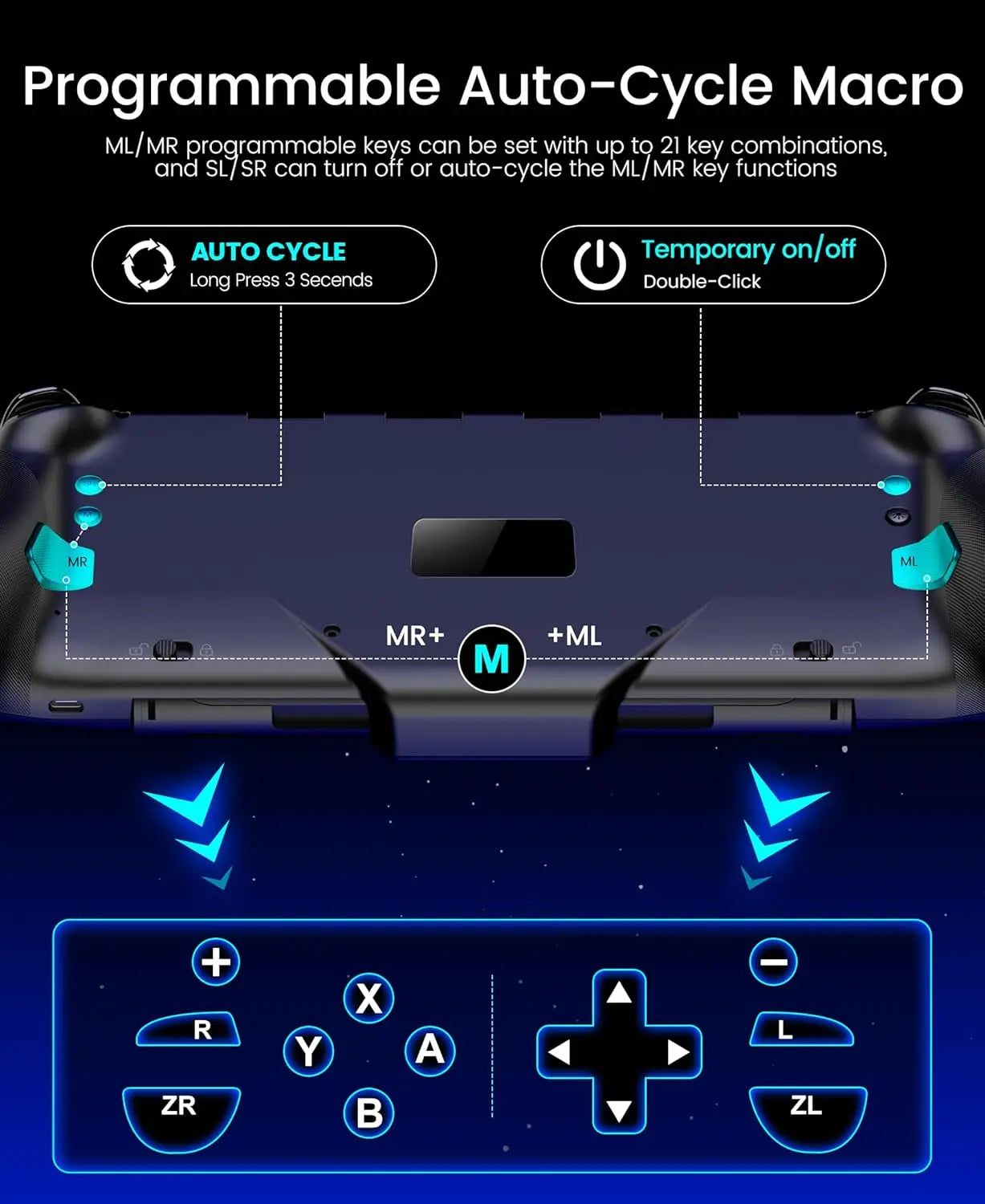 BEBONCOOL Wireless Game Controller for Switch 2 Programmable Gamepad Bluetooth Controller with RGB Hall Effect Joysticks